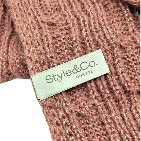 Set of 3 Bundle-Style & Co. Rose Pink Winter Scarf, Gloves & Hat - Picture 6 of 7